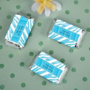 Blue Zebra   20 Personalized Mini Candy Bar Wrapper Sticker Labels 