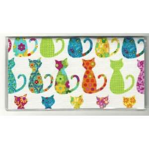    Checkbook Cover Bright Kitty Cats on White 