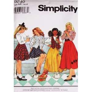  SIMPLICITY 9240 Girls Circle Skirt, Top & Vest ~ Pattern 