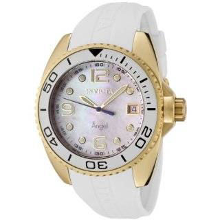 Invicta Womens 0484 Angel Collection 18k Gold Plated White Rubber 