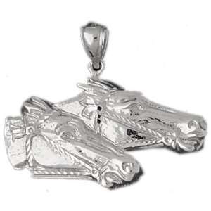  White Gold Pendant Horse Heads 7.6   Gram(s) CleverSilver Jewelry