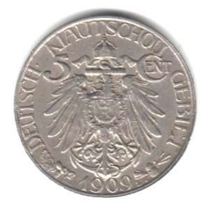  Rare 1909 Kiau Chau (German Occupied Chinese Port) 5 Cents 