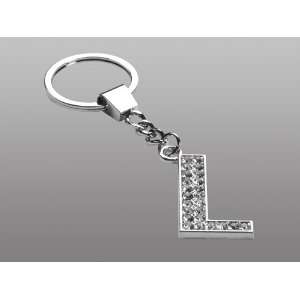  Letter L Covered w/ Ice Bling Clear Gem Crystals Metal Key 