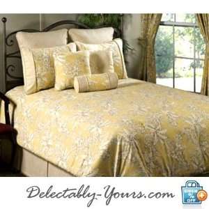  Coos Bay Yellow Tropical Floral & Ticking Stripe Bedding 