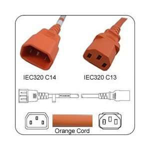   Power Cord IEC 60320 C14 Plug to C13 Connector 6 Feet 10a/250v Orange