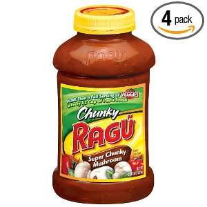 Ragu Pasta Sauce, Super Chunky Mushroom, 45 Ounce Bottles (Pack of 4 