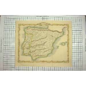   ANTIQUE MAP c1790 c1900 SPAIN PORTUGAL GIBRALTAR