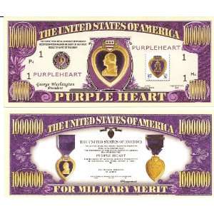  Purple Heart $Million Dollar$ Novelty Bill Collectible 