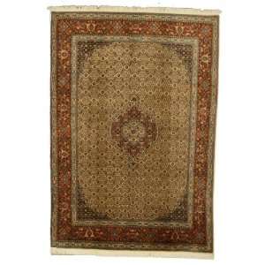  55 x 78 Beige Persian Hand Knotted Wool Mood Rug 