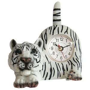  White Tiger Wagging Tail Animal Clock