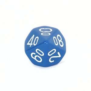  Opaque Tens 10 sided Dice, Blue with white Toys & Games