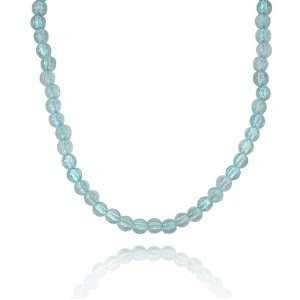  6mm Round Blue Topaz Bead Necklace, 18+2Extender Jewelry