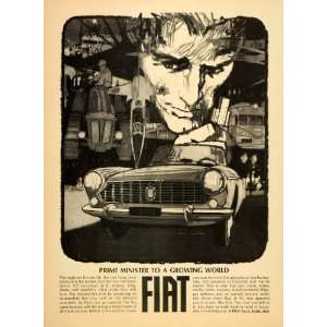  1964 Ad Fiat 1500 City Automobile Vintage Car Sketch 