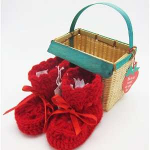  REDUCED PRICE Handmade Baby Booties   Bright Happy Red 