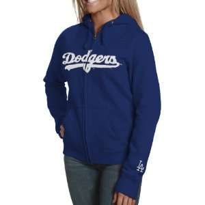  MLB L.A. Dodgers Ladies Royal Blue Team Spirit Full Zip 