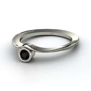  Sidecar Ring, Round Black Onyx Sterling Silver Ring 