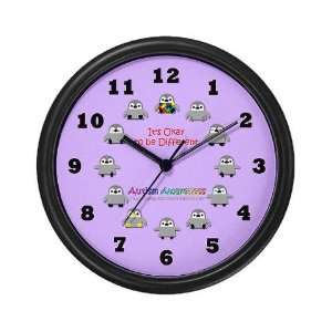  Autism Awareness Penguins purple Autism Wall Clock by 