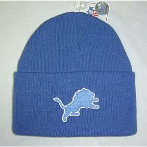  Detroit Lions Cuffled Beanie Blue Embroidered Knit Skull 