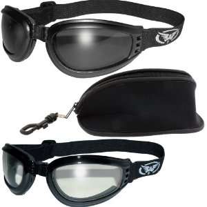 Mach 3 Motorcycle/aviator Goggles Googles Day Night Smoked and Clear 