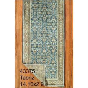  2x14 Hand Knotted Tabriz Persian Rug   29x1410