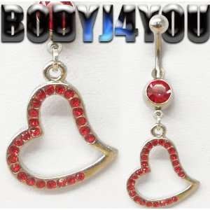  Belly Ring Red Heart 14g Belly Button Navel Ring Dangle   Free 