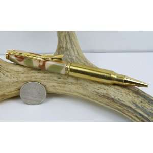  Desert Camo Acrylic 308 Rifle Cartridge Pen With a Gold 