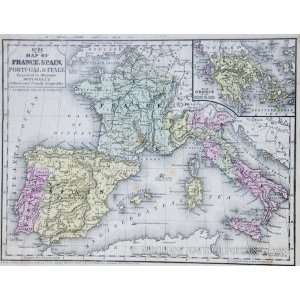  Mitchell Map of France,Spain,Italy (1854)