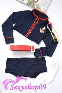 Sexy Police Dress Navy Costume (Top+Shorts+Gloves+belt)  
