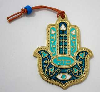 24k Gold Plated Lucky Turquoise Hamsa Jewish Kabbalah Evil Eye Israel 