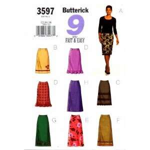 Butterick 3597 Sewing Pattern Misses Straight or A line Skirt Size 12 