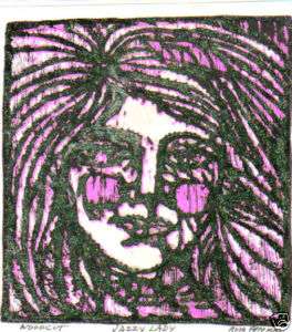 JAZZY LADY BY R FREEMAN LINO 61/4 X 7  