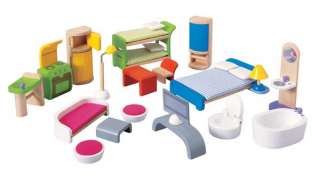 PLAN TOYS WOODEN MODERN FURNITURE SET FOR CHILDS DOLL HOUSE  