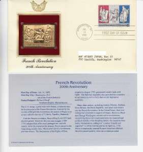 FDC & 22k Gold Stamp 1989 French Revolution 200th Anniv  