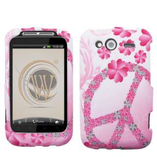 for NEW HTC WildFire S PINK WHITE PEACE DESIGN SKIN HARD ACCESSORY 