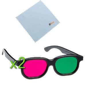  GTMax 2pcs 3D MAGENTA/GREEN (Basic Square ) Glasses for watching 3D 