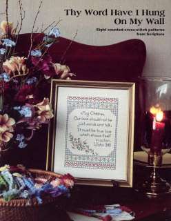 Thy Word Have I Hung On My Wall 8 Scripture Designs NEW Cross Stitch 