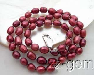 Nec0058 16.5 Red Rice Pearl Necklace  