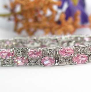 Fashion Jewelry Pink Topaz Zircon Gemstone Silver Bracelet NB5  
