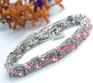 Fashion Jewelry Pink Topaz Zircon Gemstone Silver Bracelet NB5  