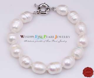 10 12MM LARGE NATURAL WHITE BAROQUE CULTURED FRESHWATER PEARL 