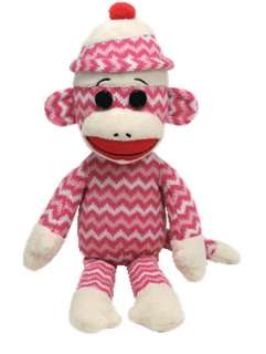 Ty Beanie Buddies Pink Valentines SOCKS ZIGZAG Knit Plush Sock Monkey 