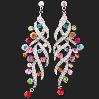 ARINNA Swarovski Crystal Colorful Dangle GP Earrings  