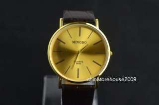 New Fine Fashion Boys Men Gentlema Gift Gold Colors Quartz Wristwatch 