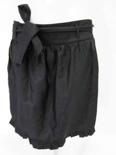 ZIMMERMAN Black Silk Ruffle Trim Belted Skirt Sz 2  