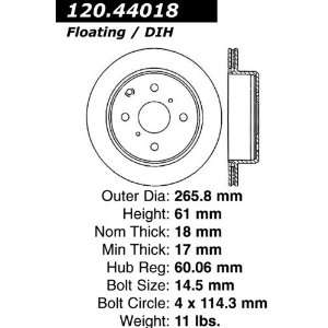  Centric Parts 120.44018 Premium Brake Rotor with E Coating 