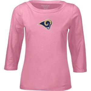 Womens St. Louis Rams Pink Caddy 3/4 Sleeve Stretch Boatneck Tshirt