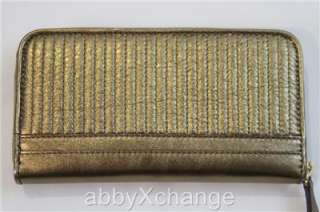   Stitched Leather Gold Large Ziggy Clutch Zip Around Wallet BAG  