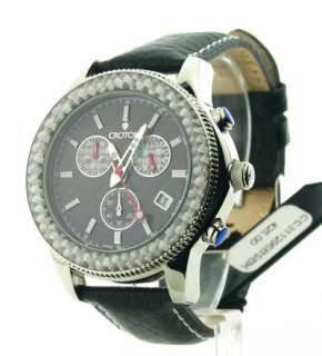 MENS CROTON SPORTY CHRONO NEW DATE WATCH CA311295BSBK 754425097205 