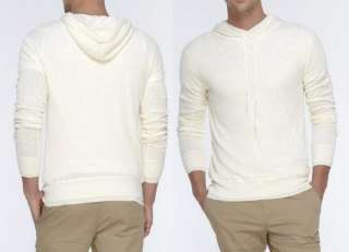 NWT VINCE Mens LS Linen Viscose Double Layer Hoodie Sweater  