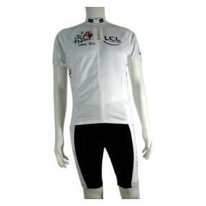 Tour De France White Short Sleeves Cycling Jersey Set (Available Size 
